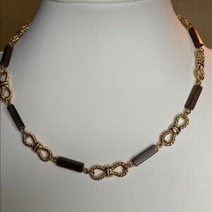 Napier Vintage  Gold and Brown Link Necklace
